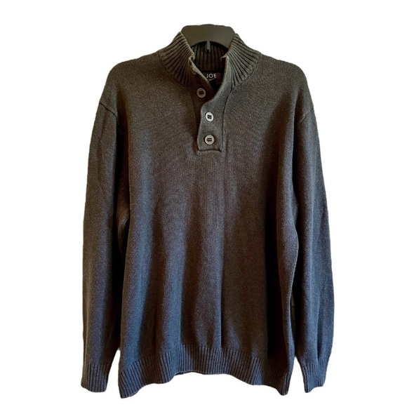 JOSEPH ABBOUD, MENS LONG SLEEVE, GREY HENLEY. MOCK NECK, 4-BUTTON CLOSURE.SIZE L - Picture 1 of 5